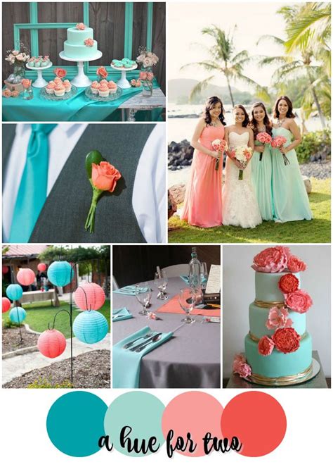 Shades Of Coral And Teal Tropical Wedding Colour Scheme Teal Wedding