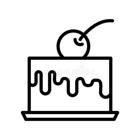 Cake Flat Line Icon Sweet Dessert Stock Vector Illustration Of