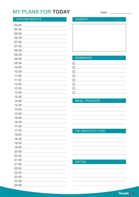 Printable Half Hour Day Planner