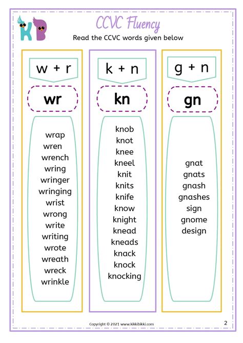 Learn To Spell Wr Kn Gn Words Free Phonics Worksheets