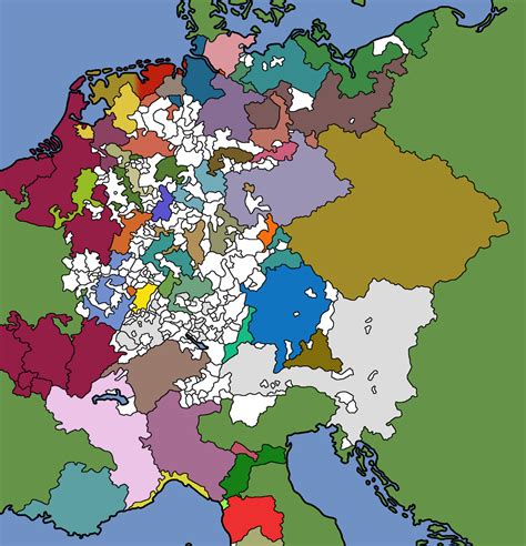 The Map Of Hre At 1444 With Eu4 Nations Colored In Eu4