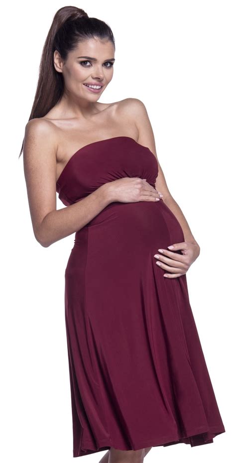 Zeta Ville Women S Maternity Bandeau Boob Tube Silky Dress Empire Waist 129c Ebay
