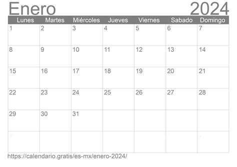 Calendario Enero 2024 De México En Español ☑️ Calendariogratis
