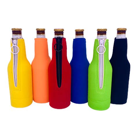 Blank Neoprene Beer Bottle Coolie Variety Color 6 Pack