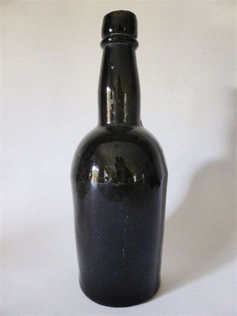 Antique Black Glass Ale Bottle S Heavy Glass Beer Bottle Etsy