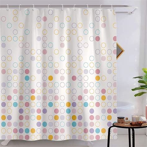 Fowocu Colorful Dots Geometric Shower Curtain Set Geometry Fabric