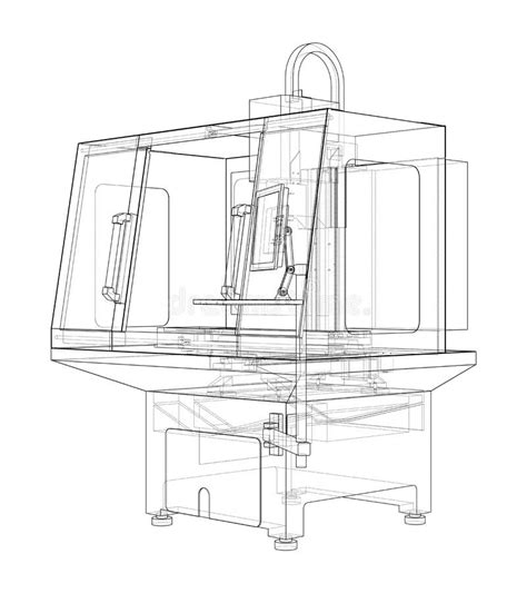 Metalworking Cnc Milling Machine Vector Stock Illustration