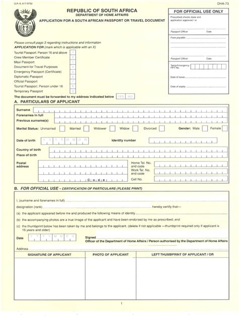 South African Passport Renewal Form Dha 73 Printable Form 2024