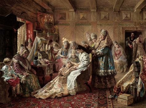 The Russian Brides Attire Painting By Konstantin Makovsky Pixels