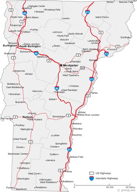 Map Of Vermont Cities Vermont Road Map