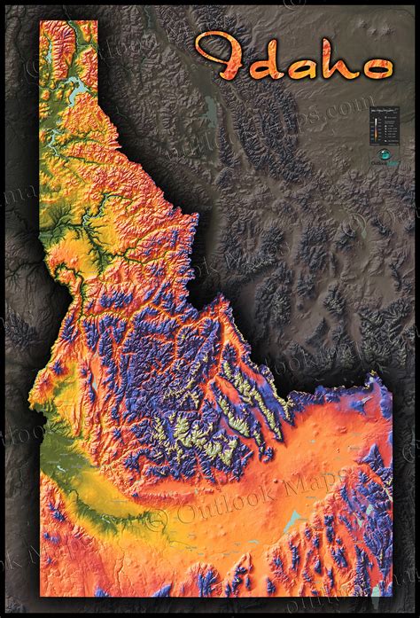 Colorful Idaho Map Physical Topography Of Rocky Mountains