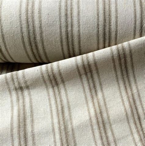 Grain Sack Fabric Sold By The Yard Tan Stripes Vintage Etsy Grain