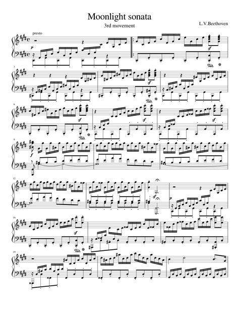 Sonata quasi una fantasia moonlight sonata op 27 no 2 3. moonlight sonata 3rd movement sheet music for Piano download free in PDF or MIDI