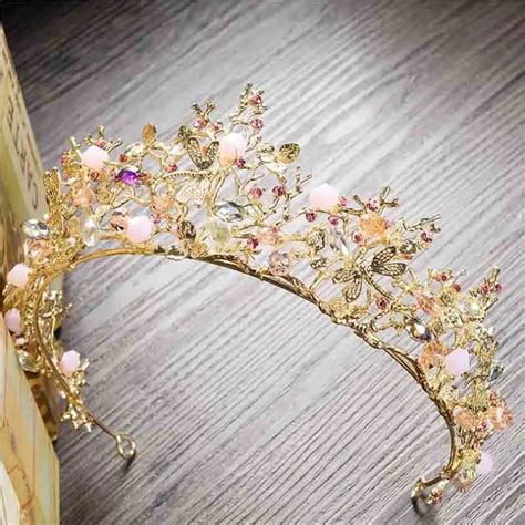 Buy Handmade Pink Beaded Dragonfly Wedding Tiara