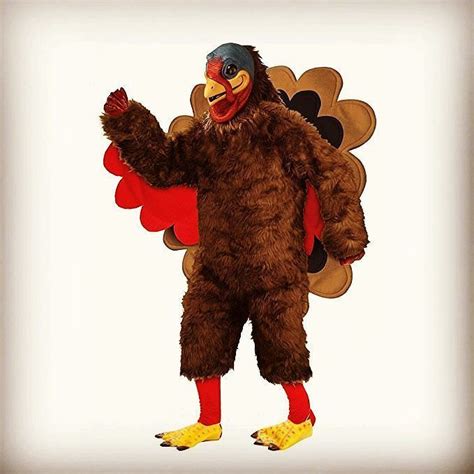 Turkey Mascot Costume Includes Mask Jumpsuit With Attached Wings And Tail Gloves Socks And