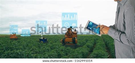 Iot Smart Agriculture Industry 40 Concept Stock Photo 1162991014