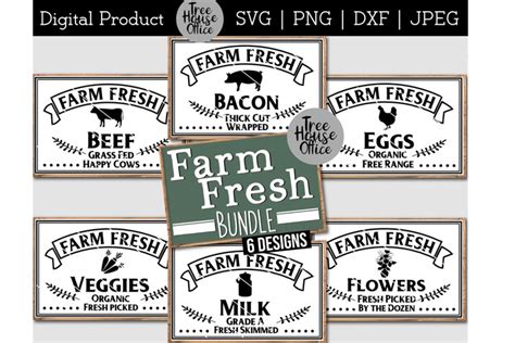 Farm Fresh Svg Bundle Flowers Eggs Milk Produce Bacon