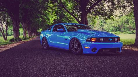 Blue Ford Mustang Coupe Car Ford Mustang Blue Cars HD Wallpaper
