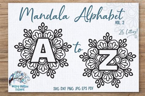 Mandala Letters Svg Bundle Alphabet Svg Cut Files Alphabet Clipart A To