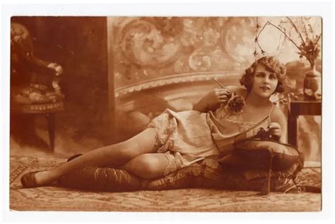 1920s french risque nude pretty lounging lingerie lady flapper photo postcard 23 00 picclick