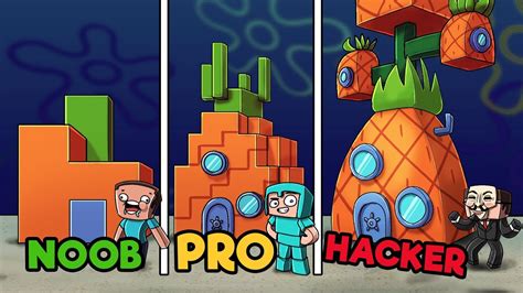 Minecraft Spongebob Pineapple House Noob Vs Pro Vs Hacker Youtube