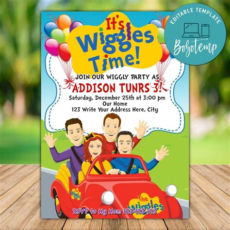 Printable Wiggles Birthday Invitation Instant Download Createpartylabels