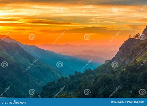Sunset In The Valley Near The Town Of Ella Sri Lanka Stock Image