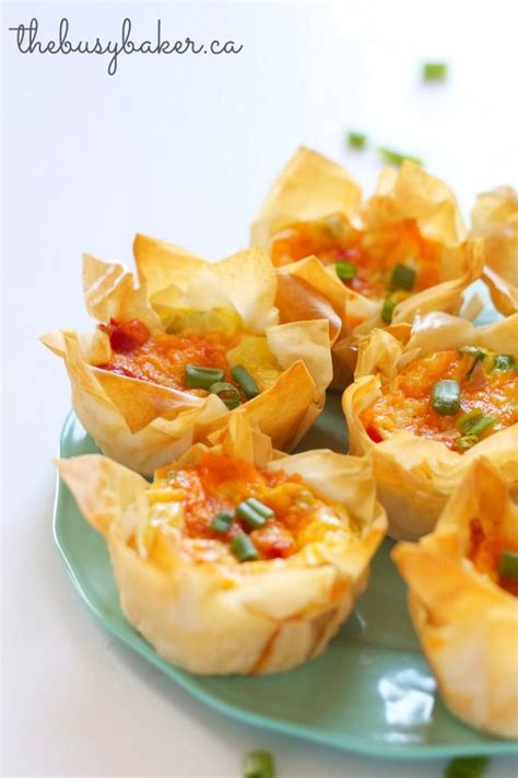 Roasted Red Pepper Phyllo Quiche Cups Recipe Superbowl Snacks