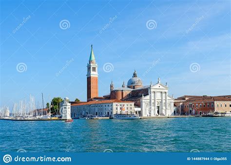 Beautiful View From Sea To Cathedral Of San Giorgio Maggiore On Island