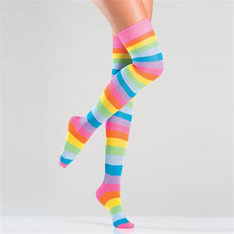 rainbow striped thigh highs rainbow be wicked touch of modern