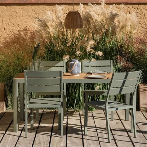 Table de jardin en aluminium  vert cèdre (4 à 6 places)  ALEP  table