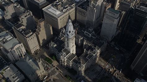 48k Stock Footage Aerial Video Of Downtown Philadelphia Skyline Seen