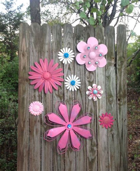 Metal Garden Stakes Laugh Love Shades Of Pink And Blue 3d Metal Flowers