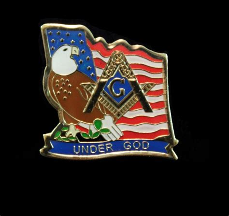 Masonic Square And Compass American Flag Eagle Under God Lapel Pin