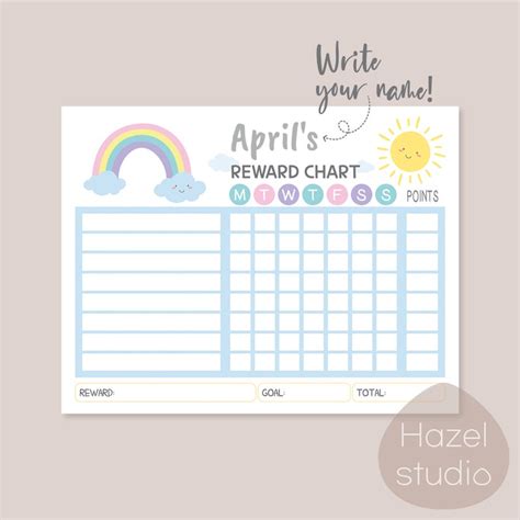 Rainbow Reward Chart Sunshine Weekly Chore Chart Sticker Etsy