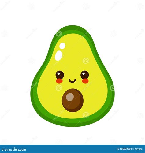 Happy Cute Smiling Avocado Face Stock Vector Illustration Of Color