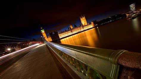 Fond Décran Londres Paysage Urbain Nuit Réflexion Soir Pont