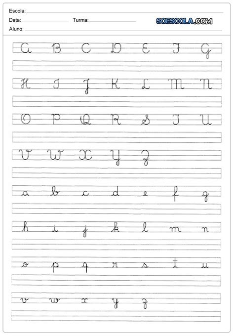 Caligrafia Do Alfabeto Letras Cursivas Alfabeto Cursivo Para Imprimir