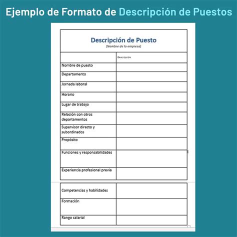 Descripci N De Puestos Ejemplos Y Formatos Excel Word Pdf Sexiezpicz