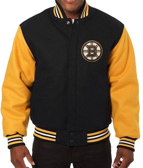 Bomber Boston Bruins Varsity Black And Yellow Wool Jacket Jackets Expert
