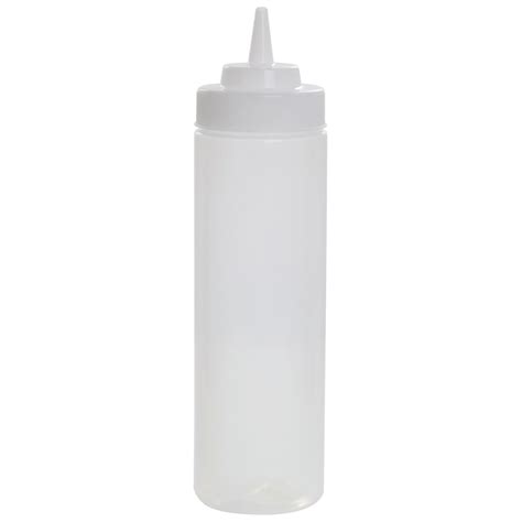 Tablecraft 24 Oz Clear Polyethylene Widemouth Squeeze Bottle 2 34