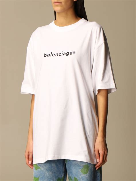 Balenciaga Over Cotton T Shirt With Logo T Shirt Balenciaga Women White T Shirt Balenciaga