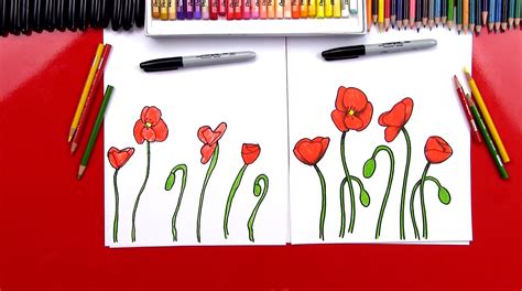 How To Draw Poppies Art For Kids Hub