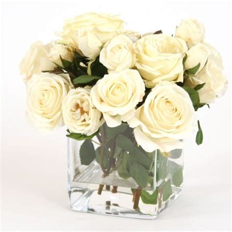 White Creamy Roses Faux Flower Arrangement Ivory Roses Cream Roses
