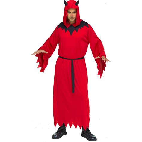 Devil Costume For Adults Red Robe With Attached Devil Horns Party Expert