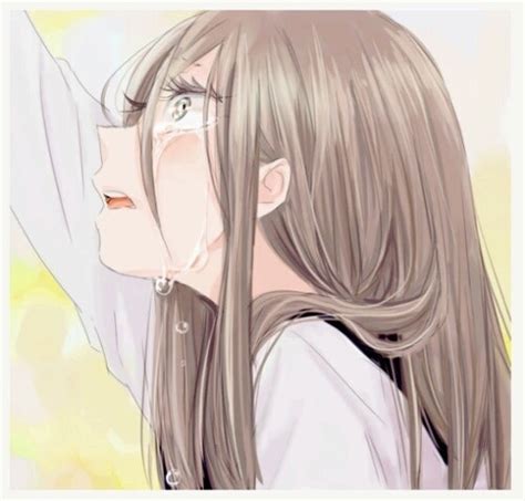 Sad Anime Girl Crying With Brown Hair