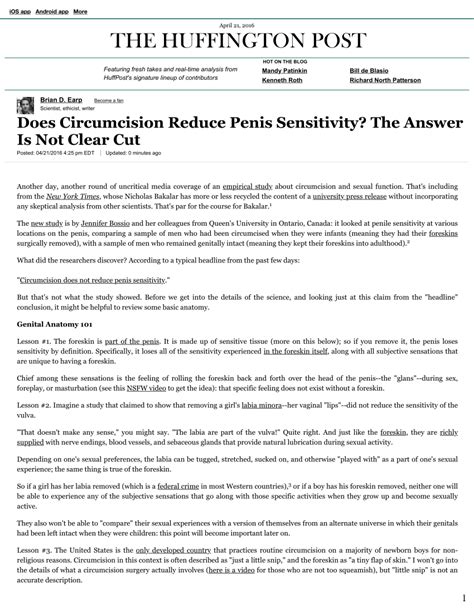 Pdf Does Circumcision Reduce Penis Sensitivity The Answer Is Not