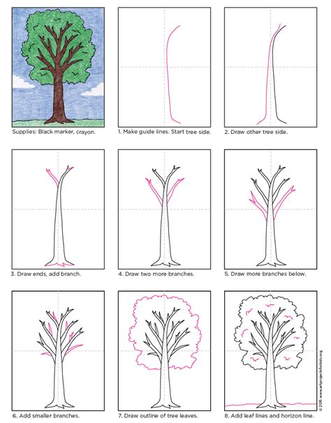 They grow to about 70 feet. How to Draw a Tree - Art Projects for Kids