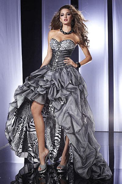 Panoply Steel Tiger Glitter Tulle High Low Prom Dress 14458 French Novelty