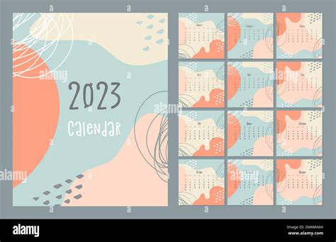 2023 Calendar Template By Months Calendar Cover Concept Boho Style